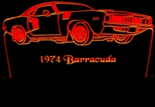 1974 Ply Barracuda Acrylic Lighted Edge Lit LED Sign / Light Up Plaque Full Size Made in USA