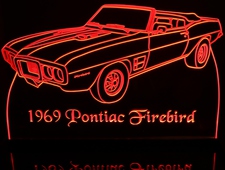 1969 Firebird Convertible Acrylic Lighted Edge Lit LED Sign / Light Up Plaque Full Size Made in USA