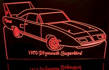 1970 Superbird Super Bird Acrylic Lighted Edge Lit LED Sign / Light Up Plaque Full Size Made in USA