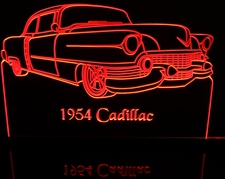1954 Cadillac Acrylic Lighted Edge Lit LED Sign / Light Up Plaque Full Size Made in USA
