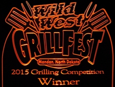 Award Trophy Grill Fest 2015 Acrylic Lighted Edge Lit LED Sign / Light Up Plaque Full Size Made in USA