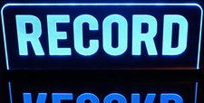 RECORD Recording Music Studio Desk Style Acrylic Lighted Edge Lit LED Sign / Light Up Plaque Full Size Made in USA