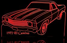 1972 Chevy El Camino Acrylic Lighted Edge Lit LED Pickup Car Sign / Light Up Plaque Chevrolet