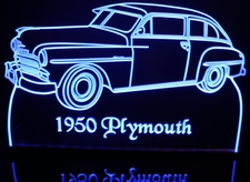 1950 Plymouth Acrylic Lighted Edge Lit LED Sign / Light Up Plaque Full Size Made in USA