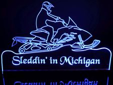 Snowmobile Acrylic Lighted Edge Lit LED Sign / Light Up Plaque Full Size Made in USA