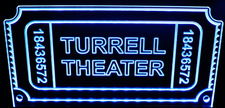 Theater Sign Movie Ticket Acrylic Lighted Edge Lit LED Sign / Light Up Plaque Full Size Made in USA