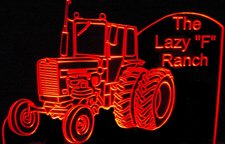 Tractor Lazy F Acrylic Lighted Edge Lit LED Car Sign / Light Up Plaque
