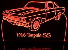 1966 Impala SS Acrylic Lighted Edge Lit LED Sign / Light Up Plaque Full Size Made in USA