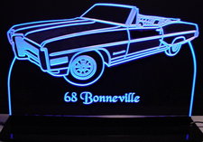 1968 Bonneville Convertible Acrylic Lighted Edge Lit LED Sign / Light Up Plaque Full Size Made in USA