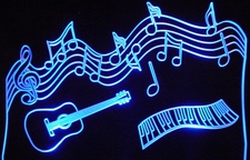 Piano Music Scale Guitar Acrylic Lighted Edge Lit LED Sign / Light Up Plaque Full Size Made in USA