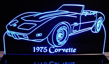 1975 Corvette Convertible Acrylic Lighted Edge Lit LED Sign / Light Up Plaque Full Size Made in USA
