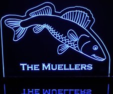 Fish (add your own text) Acrylic Lighted Edge Lit LED Sign / Light Up Plaque Full Size Made in USA