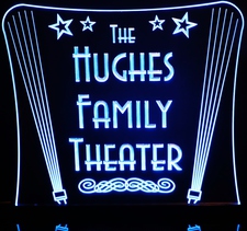 Theater Home Acrylic Lighted Edge Lit LED Sign / Light Up Plaque Full Size Made in USA