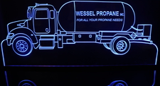 Propane Gas Truck Semi Hauler (add your own name) Acrylic Lighted Edge Lit LED Sign / Light Up Plaque Full Size Made in USA
