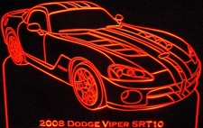 2008 Viper SRT10 Acrylic Lighted Edge Lit LED Sign / Light Up Plaque Full Size Made in USA