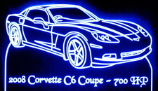 2008 Chevrolet Corvette C6 Acrylic Lighted Edge Lit LED Car Sign / Light Up Plaque 08 Chevy