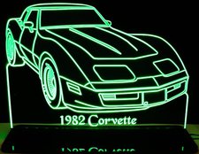 1982 Chevy Corvette Acrylic Lighted Edge Lit LED Sign / Light Up Plaque Full Size Made in USA