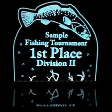 Fishing Trophy Award Tournament 1st Place Acrylic Lighted Edge Lit LED Sign / Light Up Plaque Full Size Made in USA