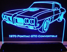 1970 Pontiac GTO Convertible Acrylic Lighted Edge Lit LED Sign / Light Up Plaque Full Size Made in USA