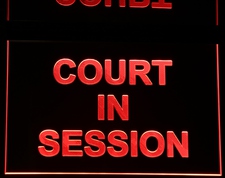 COURT IN SESSION recording court courthouse music studio courtroom Acrylic Lighted Edge Lit LED Sign / Light Up Plaque Full Size Made in USA