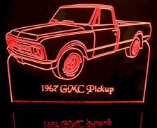 1967 GMC Pickup Truck Acrylic Lighted Edge Lit LED Sign / Light Up Plaque Full Size Made in USA