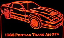 1988 Trans Am GTA Acrylic Lighted Edge Lit LED Sign / Light Up Plaque Full Size Made in USA