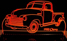 1952 Chevy Pickup with Visors Acrylic Lighted Edge Lit LED Sign / Light Up Plaque Full Size Made in USA