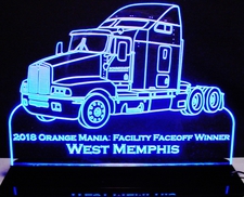 Semi Truck Kenworth Acrylic Lighted Edge Lit LED Sign / Light Up Plaque Full Size Made in USA