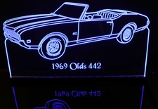 1969 Olds 442 Convertible Acrylic Lighted Edge Lit LED Sign / Light Up Plaque Full Size Made in USA
