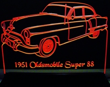 1951 Olds Super 88 Acrylic Lighted Edge Lit LED Sign / Light Up Plaque Full Size Made in USA