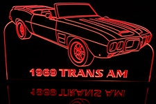 1969 Trans Am Convertible Acrylic Lighted Edge Lit LED Sign / Light Up Plaque Full Size Made in USA