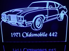 1971 Olds 442 2 Door Acrylic Lighted Edge Lit LED Sign / Light Up Plaque Full Size Made in USA