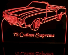 1972 Cutlass Supreme Convertible Acrylic Lighted Edge Lit LED Sign / Light Up Plaque Full Size Made in USA