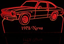 1978 Nova LH Acrylic Lighted Edge Lit LED Sign / Light Up Plaque Full Size Made in USA