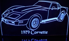 1979 Corvette LH Acrylic Lighted Edge Lit LED Sign / Light Up Plaque Full Size Made in USA