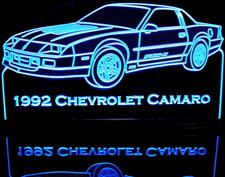 1992 Camaro IROC-Z Acrylic Lighted Edge Lit LED Sign / Light Up Plaque Full Size Made in USA