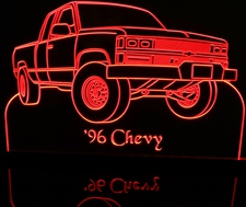 1996 Chevy Pickup Truck Acrylic Lighted Edge Lit LED Sign / Light Up Plaque Full Size Made in USA