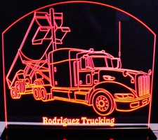 Semi Cement Truck (add your own text) Acrylic Lighted Edge Lit LED Sign / Light Up Plaque Full Size Made in USA