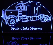 Semi Truck with Sleeper (add your own text) Acrylic Lighted Edge Lit LED Sign / Light Up Plaque Full Size Made in USA