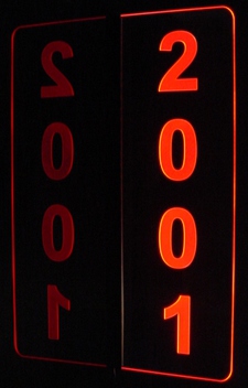 2001 Sample Sign (add your own text/number(s)) Acrylic Lighted Edge Lit LED Sign / Light Up Plaque Full Size Made in USA