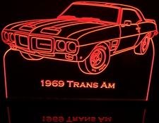 1969 Trans AM Acrylic Lighted Edge Lit LED Sign / Light Up Plaque Full Size Made in USA