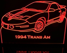 1994 Trans AM Acrylic Lighted Edge Lit LED Sign / Light Up Plaque Full Size Made in USA