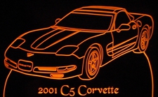 2001 Corvette C5 Acrylic Lighted Edge Lit LED Sign / Light Up Plaque Full Size Made in USA