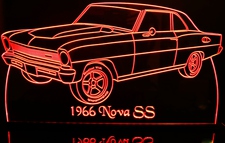 1966 Chevy Nova Acrylic Lighted Edge Lit LED Sign / Light Up Plaque Full Size Made in USA