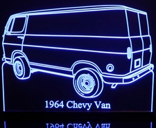 1964 Chevy Van Acrylic Lighted Edge Lit LED Sign / Light Up Plaque Full Size Made in USA