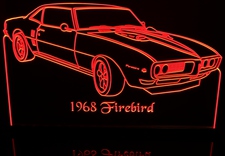 1968 Firebird Acrylic Lighted Edge Lit LED Sign / Light Up Plaque Full Size Made in USA