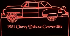 1951 Chevy Deluxe Convertible Acrylic Lighted Edge Lit LED Sign / Light Up Plaque Full Size Made in USA