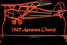 1947 Aeronca Champ Acrylic Lighted Edge Lit LED Sign / Light Up Plaque
