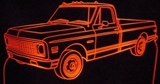 1971 Chevy Pickup Truck Acrylic Lighted Edge Lit LED Sign / Light Up Plaque Full Size Made in USA