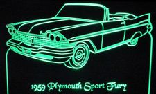1959 Plymouth Sport Fury Convertible Acrylic Lighted Edge Lit LED Sign / Light Up Plaque Full Size Made in USA